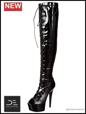 Thigh High Stiletto Boots Peep Toe Zip Closure